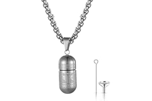 JewelryWe Collana da Uomo Donna Ciondolo Capsula Apribile Porta Pillole Impermeabile Om Mani Padme Hum con Kit di Riempimento