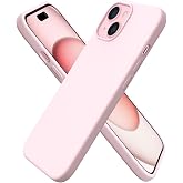 URUCHI iPhone 15 ile Uyumlu Kılıf, İ&ccedil;i Kadife Kaplamalı İnce Sıvı Silikon Tam Koruma Yumuşak Jel Silikon Kapak, Soft Pembe