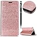 Produktbild WIWJ Sony Xperia XA2 Handyhülle,Xperia XA2 Hülle, PU Cover Case Leder Flip Wallet Schutzhülle [Baum Linien Automatische Absaugung Handytasche] Hülle für Sony Xperia XA2-Rosa