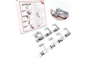 YEQIN 7pcs Adjustable Rolled Hem Foot Sewing Machine Presser Foot Hemmer Foot Set for Singer Brother Janome Babylock Juki