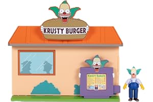 The Simpsons Krusty Burger Playset by Jakks Pacific, Includes 6.35 cm Krusty the Clown Articulated Mini Figurine and Detailed Accessories, Interactive Features