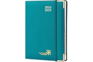 POPRUN Agenda 2025 Semainier 22 x 16,5 cm De Août 2024 à Déc 2025, Premium Planner Scolaire 17 Mois, Couvercle en cuir de coton PU, Onglets Mensuels, Papier Certifié FSC®100 g/m² - Pacifique Vert
