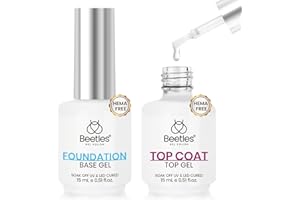 BEETLES GEL POLISH Beetles 2Pcs Gel Base and Top Coat Set No Wipe Upgraded Mild Formula Glossy UV Top & Base Coat Long Lasting Effect Soak Off No More Damaged Nails Gift for Women Girls