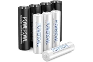 POWEROWL Akumulator wielokrotnego ładowania (4 x bateria AA 2800 mAh + 4 x bateria AAA 1000 mAh) 8 sztuk Mignon bezpieczeństwo w domu niebieskie koło 1,2 V typ Ni-MH baterie do ładowania