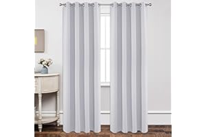 ‎JOYDECO Joydeco Blickdichte Vorhänge mit Ösen Gardinen 2er Set, Verdunkelungsvorhang Thermovorhang Hitzeschutz, Ösenvorhang für Schlafzimmer Wohnzimmer (2xH240xB135, Grauweiß)