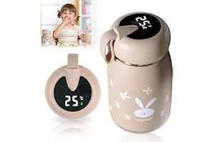 LEIKURVO Thermo da 320 ml, thermo per bambini, in viaggio, sottovuoto, in acciaio inox, con indicatore della temperatura a LED, ideale per il calore e il freddo