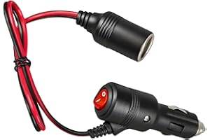 Leruiyezs Cable Alargador Coche 12V Con Interruptor Y Luz Indicadora Alargador Plano Mechero Del Coche 0,5 Metros Compatible Con Camión Barco Camper Mini Nevera Accesorios