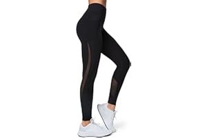 Yvette Damen Sport Leggings mit Mesh-Einsätze, blickdichte Gym Sporthose high Waist Jogging Hose