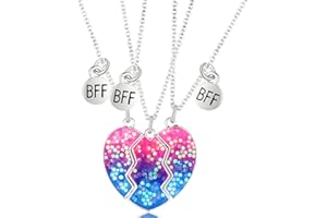 LICHUANUK 3 szt. naszyjnik BFF, z łańcuszkiem dla najlepszych przyjaciół, wisiorek, prezent urodzinowy dla dziewczynek, Srebro