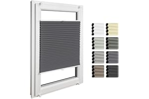 ‎HOME-VISION Home-Vision® Premium Doppelplissee Wabenplissee ohne Bohren mit Klemmfix (Weiß-Graphit, B60cm x H200cm) Modern Klemmfix Blickdicht Plissee Sonnenschutz Hitzeschutz Jalousie für Fenster Thermo