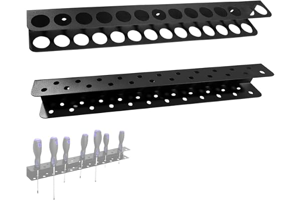 2 Pièces Ensemble Porte Outils Mural, Support Mural pour Pinces de 40 cm et Support pour Tournevis de 40 cm, en Acier au Carbone, pour Organiser L'atelier, le Hangar, le Garage (Noir)