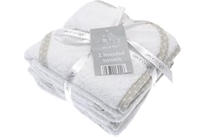 ELLI & RAFF Elli and Raff 2 weiche Baby-Handtücher mit Kapuze, 100 % Baumwolle, Baby-Geschenk (weiß)