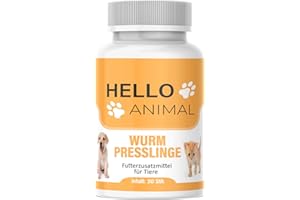 HELLO ANIMAL HelloAnimal® Wurm Presslinge Kur für Tiere wie Katzen, Hunde, Kaninchen und Geflügel - vor, während und nach Befall, natürliches Mittel für Magen und Darm bei WURMBEFALL