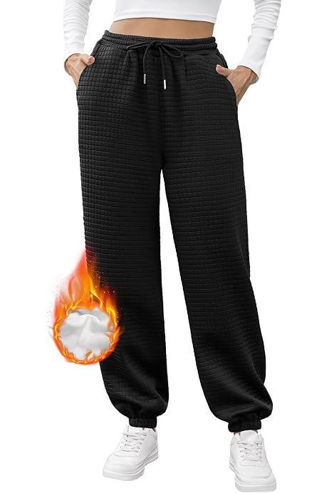 Pantalon Jogging Femme Chaud Doublure Polaire - Taille Haute Élastique, Bas Serré - Pour Sport, Extérieur Et Quotidien En Hiver