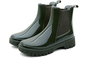 Rumkok Gummistiefel Damen Kurz, Wasserdichte Original Grundlegend Regenstiefel, Anti-Rutsch Gummistiefel im Freien Wasserdichter Gummistiefeletten Atmungsaktiv Gumischtifel Gartenstiefel