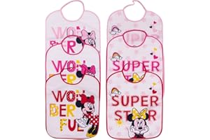 Ellepi Baberos Disney Niños Niñas Baby Algodón Impermeable Retro PVC Niña Niño Comida para bebés Meses Mamá Parto Hospital Infantil encerado Mickey Mouse Minnie