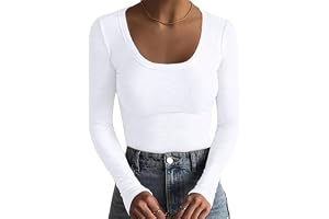 Basicspace Dam ribbade toppar smal hudvänlig basic t-shirt enfärgad toppar sexig stretchig ledig djup U-hals t-shirt trendig