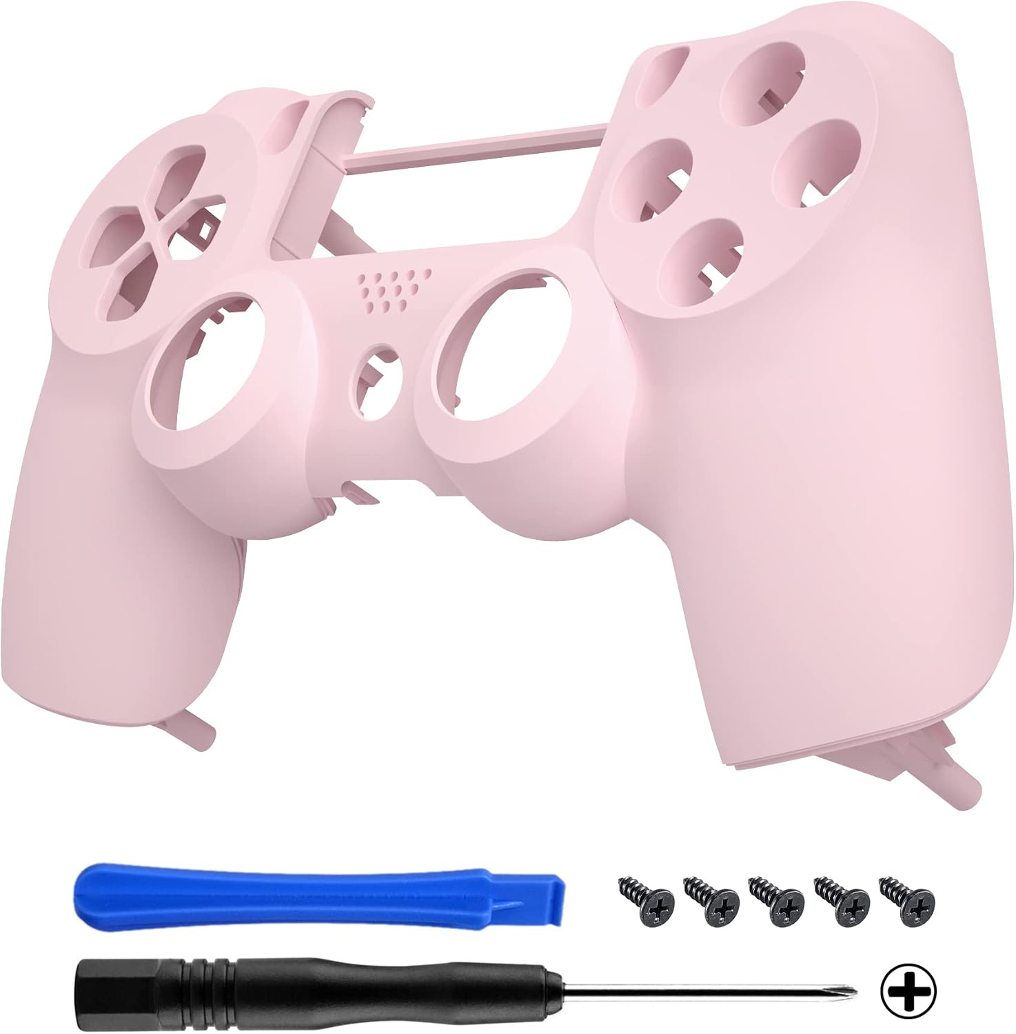 eXtremeRate Cherry Blossoms Pink Faceplate Cover, Soft Touch Front Housing Shell Case for ps4 Slim Pro Controller (CUH-ZCT2 JDM-040/050/055) - Controller NOT Included