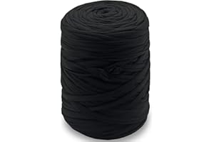 NOTIONSLAND 400g T-Shirt Yarn Knitting Yarn Fabric Crochet Yarn for Bag, Basket, Blanket Home Decor - Black Soild Color Yarns