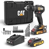 CAT DX1010.1 18Volt 2.0Ah Li-ion &Ccedil;ift Ak&uuml;l&uuml; K&ouml;m&uuml;rs&uuml;z Profesyonel Şarjlı Darbeli Matkap + 20 Par&ccedil;a Delme Vidalama U&ccedil; Seti