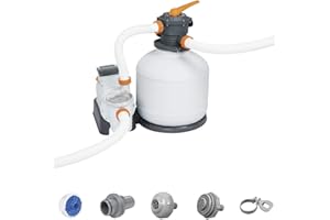 Bestway Flowclear Filtre à Sable avec minuterie 11,355 l/h pour piscines de Jardin, avec doseur Chimique ChemConnect, Gris
