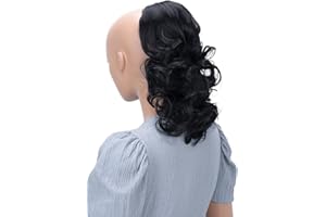 CAISHA by PRETTYSHOP 30cm Postiche Natte Queue De Cheval Extensions De Cheveux Volumineux Ondulé Noir PH1a