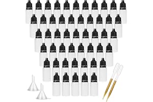 DONQL 50 Stück Augentropfenflasche Tropfflasche 10ml Squeezable Dropper Bottles Liquid Behälter Dropper Bottle 10ml Flaschen für Liquid with 2Set Aufkleber und 2Stück Trichter und 2Stück Reagenzglas