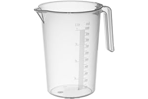 PIAZZA - Caraffa Graduata Professionale in Plastica con Manico Aperto, Capacità 1L, Brocca per Acqua e Liquidi Alimentari - Misurino Graduato per Pesare Alimenti con Bilancia da Cucina, Made in Italy