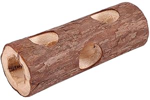 Cafopgrill Wooden Animal Tunnel Hamster Tube Exercise Chew Toy for Rabbit Ferret Guinea Pig (L)