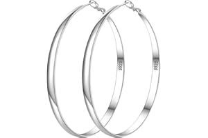 PABBEU Sterling Silver Hoop Earrings for Women - S925 Large Hypoallergenic Thin Oversize Big Hoops for Girls