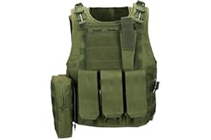 QHIU Gilet Tactique Camouflage Militaire Assaut Combat Protection Molle Veste pour Airsoft Paintball CS Sports de Plein air