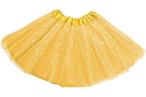 XINYUNZU Mädchen Tüllrock Tütü Star Glitzer Rock Tutu Ballettrock Prinzessin Minirock Tüll Rock Glitzerrock Tanzrock Karneval Party Röcke für Mädchen 3-9 Jahre Partykleid