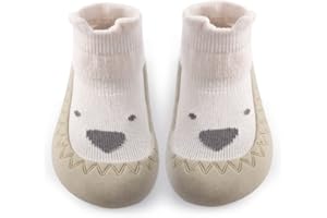 Exemaba Baby Sockenschuhe Rutschfeste Niedlicher Cartoon Weicher Stricken Babybodenschuhe Kleinkind Schuhe 1-Paar