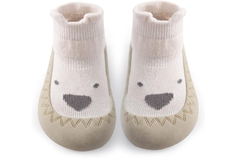 Toddler Sock Shoes Cute Baby First Walking Shoes Soft Sole with Grips for Boys Girls