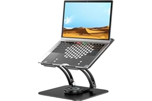 tounee Supporto Laptop Regolabile Girevole, 360° Supporto PC Portatile Brevettato Pieghevole per Lavoro Collaborativo, Laptop Stand Compatibile con MacBook Pro/Air, Notebook 10-17" -Nero