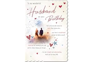 Piccadilly Greetings Piccadilly Greetings Traditional Birthday Card Husband - 9 x 6 inches,red
