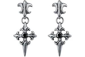 PUNKTRACKER Cool Skull Devil Bone Drop Earring Studs Surgical Steel Crystal Dangle Earrings for Sensitive Ear Men Boy