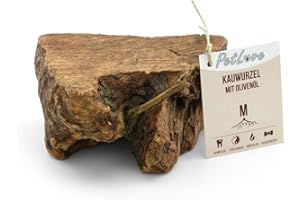 PetLove Kauwurzel für Hunde mit Olivenöl • 100% natürliches Kauholz • Kauknochen mit Mineralien • Kauspielzeug Hund • Größe: M (301-500g) • Für mittlere Hunde