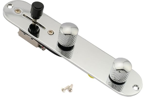 Musiclily 32mm Tele Plaque Contrôle Pré-câblée avec Sélecteur 3 Positions Harnais Câblage pour Guitare électrique Fender Telecaster, Chrome
