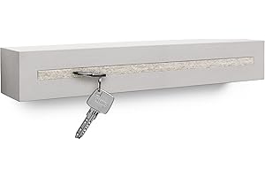 Buchenbusch urban design Light Edition Key Rack with Concrete Shelf, 33 x 6 x 5 cm, Key Rack Wall, Key Storage Hallway, Mottled White