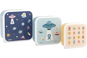 Tutete Set de 3 Fiambreras Infantiles, Cajas Almuerzo de 500ml, 350ml, 300ml, Aptas para Microondas y Lavavajillas, Libre de BPA, Lunch Box Ideales para Guardería y Colegio - The Martians