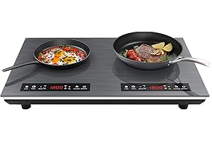 VBGK Doppel Induktionskochfeld 60cm,3600W Induktionskochplatte mit Stecker,220V Induktionsherdplatte Herdplatte mit LED-Touchscreen,10 Leistungsstufen und Temperaturregelung Kindersicherung Timer