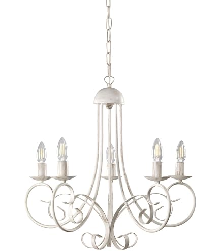 Applique A Parete 2 Luci Fiammingo In Bianco Opaco E14 - Stile Provenzale E Shabby Chic, 30x21x17 Cm