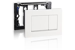 Empyreal placca con attivatori di scarico e telaio di montaggio, adatta per Geberit Sigma 30, UP320 e 300, ricambio per le placche di azionamento, doppio scarico, 1 pezzo.(Bianco&Bordo Argentato)