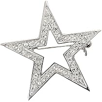 Broche étoile Argentée Pour Femme - Pentagramme élégant 5x5 Cm - Pour Mariage, Fête, Cadeau