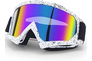 ARESVRGO Occhiali da Motocross,Occhiali da Sci Uomo Donna,Anti Uv,Antivento Antipolvere Anti Graffio,Maschera Cross con Morbida Schiuma e Cinghia Regolabile per Attività All'Aperto,Motociclismo,Sci (Bianco)