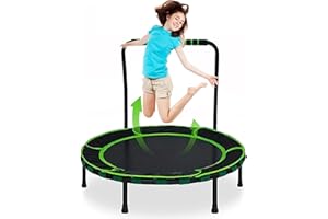 ‎MAYCOLY Trampolin Kinder Ø 92cm Faltbar Mini Kindertrampolin mit Verstellbarer Griff & gepolsterter Sicherheitsabdeckungbelastbar bis 60kg,Indoor & Outdoor Kleinkind-Trampolin für ab 3 Jahre