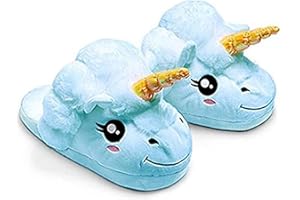 Black Sugar MARDI GRAS/Peluche Chaussons avec grosse tête de licorne - Unicorn Pantoufles - ROSE BLEU BLANC VIOLET - Taille unique 36 à 41 ADULTE ADO FEMME HOMME - Confort rigolo