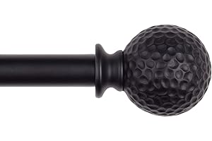 SZXIMU Curtain Pole,Extendable Curtain Rod for Windows 71 to 122cm,Metal Drapery Rod with Hammer Texture Finials,Black
