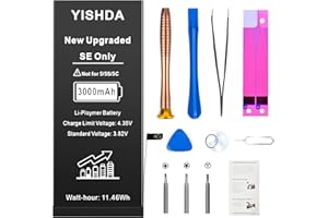 【3000MAH】 Akku für iPhone SE,YISHDA Upgraded Ersatzakku für iPhone SE 2016 1. Generation (A1662/A1723/A1724) mit professionellem Reparaturwerkzeug Kits